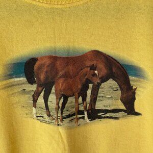 Kid’s T Shirt Mare & Foal Beach Horse Child's Children's Youth S Yellow Never Wo